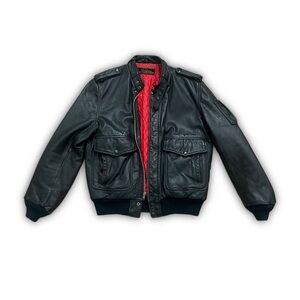 Vintage 80s Hein Gericke Hondaline Leather Moto Bomber Jacket